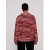 image:imagechouyatou Womens Furry Button Down Cardigan Striped VNeck Loose Fluffy Knit Button Down Sweater CoatRed