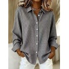 image:imagechouyatou Womens Plaid Button Down Shirt Long Sleeve Gingham Blouse TopsBlack