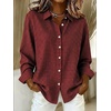 image:imagechouyatou Womens Plaid Button Down Shirt Long Sleeve Gingham Blouse TopsDark Red
