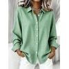 image:imagechouyatou Womens Plaid Button Down Shirt Long Sleeve Gingham Blouse TopsGreen