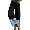 image:imagechouyatou Womens Barrel Jeans Wide Leg Baggy Color Block Denim PantsBlack