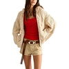 image:imagechouyatou Womens Cable Knit Loose Cardigan Sweater Zip Up Hoodie JacketApricot