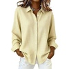 image:imagechouyatou Womens Plaid Button Down Shirt Long Sleeve Gingham Blouse TopsYellow