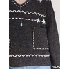 image:imagechouyatou Womens Embroidery Knit Sweater VNeck Oversized Y2K Pullover TopsBlack