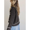 image:imagechouyatou Womens Embroidery Knit Sweater VNeck Oversized Y2K Pullover TopsBlack