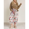 image:imagechouyatou Womens Embroidery Knit Sweater VNeck Oversized Y2K Pullover TopsKhaki