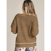 image:imagechouyatou Womens Embroidery Knit Sweater VNeck Oversized Y2K Pullover TopsKhaki