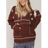 image:imagechouyatou Womens Embroidery Knit Sweater VNeck Oversized Y2K Pullover TopsRed