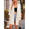 image:imagechouyatou Womens Fall Collared Ribbed Knit Long Cardigan Sweater Button Down Oversized Cardigan CoatBeige