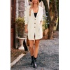 image:imagechouyatou Womens Fall Collared Ribbed Knit Long Cardigan Sweater Button Down Oversized Cardigan CoatBeige