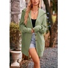 image:imagechouyatou Womens Fall Collared Ribbed Knit Long Cardigan Sweater Button Down Oversized Cardigan CoatGreen
