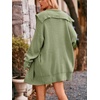image:imagechouyatou Womens Fall Collared Ribbed Knit Long Cardigan Sweater Button Down Oversized Cardigan CoatGreen