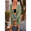 image:imagechouyatou Womens Fall Collared Ribbed Knit Long Cardigan Sweater Button Down Oversized Cardigan CoatGreen