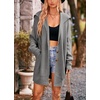 image:imagechouyatou Womens Fall Collared Ribbed Knit Long Cardigan Sweater Button Down Oversized Cardigan CoatGrey