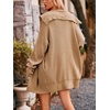 image:imagechouyatou Womens Fall Collared Ribbed Knit Long Cardigan Sweater Button Down Oversized Cardigan CoatKhaki