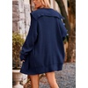 image:imagechouyatou Womens Fall Collared Ribbed Knit Long Cardigan Sweater Button Down Oversized Cardigan CoatNavy Blue