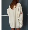 image:imagechouyatou Womens Fall Graphic Embroidery Button Down Cardigans V Neck Cozy Funny Knit Cardigan Sweater Jacket CoatBeige White