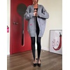 image:imagechouyatou Womens Fall Graphic Embroidery Button Down Cardigans V Neck Cozy Funny Knit Cardigan Sweater Jacket CoatGray