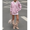 image:imagechouyatou Womens Fall Graphic Embroidery Button Down Cardigans V Neck Cozy Funny Knit Cardigan Sweater Jacket CoatPink