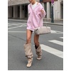 image:imagechouyatou Womens Fall Graphic Embroidery Button Down Cardigans V Neck Cozy Funny Knit Cardigan Sweater Jacket CoatPink