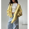 image:imagechouyatou Womens Fall Graphic Embroidery Button Down Cardigans V Neck Cozy Funny Knit Cardigan Sweater Jacket CoatYellow