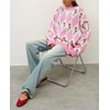 image:imagechouyatou Womens Floral Pullover Sweater Argyle Plaid Crewneck Knit TopsPink