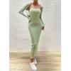 image:imagechouyatou Womens Sexy Ribbed Knit Cropped Shrug Cardigan and Spaghetti Strap Maxi Tank Dress Sets 2 Piece Sweater OutfitsGreen