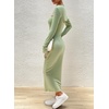 image:imagechouyatou Womens Sexy Ribbed Knit Cropped Shrug Cardigan and Spaghetti Strap Maxi Tank Dress Sets 2 Piece Sweater OutfitsGreen