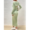 image:imagechouyatou Womens Sexy Ribbed Knit Cropped Shrug Cardigan and Spaghetti Strap Maxi Tank Dress Sets 2 Piece Sweater OutfitsGreen