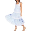 image:imagechouyatou Womens Striped Spaghetti Strap Maxi Dress Summer Boho Flowy Swing Back Smocked Beach SundressBlue