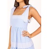 image:imagechouyatou Womens Striped Spaghetti Strap Maxi Dress Summer Boho Flowy Swing Back Smocked Beach SundressBlue