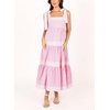 image:imagechouyatou Womens Striped Spaghetti Strap Maxi Dress Summer Boho Flowy Swing Back Smocked Beach SundressPink