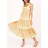 image:imagechouyatou Womens Striped Spaghetti Strap Maxi Dress Summer Boho Flowy Swing Back Smocked Beach SundressYellow