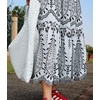 image:imagechouyatou Womens Summer Floral Print 2 Piece Outfits Spaghetti Strap Crop Top amp Ruffle Swing Long Skirt SetWhite