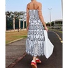 image:imagechouyatou Womens Summer Floral Print 2 Piece Outfits Spaghetti Strap Crop Top amp Ruffle Swing Long Skirt SetWhite
