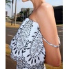 image:imagechouyatou Womens Summer Floral Print 2 Piece Outfits Spaghetti Strap Crop Top amp Ruffle Swing Long Skirt SetWhite