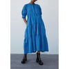 image:imagechouyatou Womens Summer Puff Sleeve Maxi Tiered Babydoll Dress Casual ALine Swing Long Shirt DressLake Blue