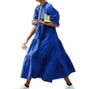 image:imagechouyatou Womens Summer Puff Sleeve Maxi Tiered Babydoll Dress Casual ALine Swing Long Shirt DressRoyal Blue