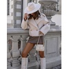 image:imagechouyatou Womens Winter Cropped Wool Blend Pea Coat Double Breasted Lapel Short Wool OvercoatApricot