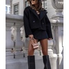 image:imagechouyatou Womens Winter Cropped Wool Blend Pea Coat Double Breasted Lapel Short Wool OvercoatBlack