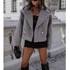 image:imagechouyatou Womens Winter Cropped Wool Blend Pea Coat Double Breasted Lapel Short Wool OvercoatGray