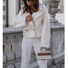 image:imagechouyatou Womens Winter Cropped Wool Blend Pea Coat Double Breasted Lapel Short Wool OvercoatWhite
