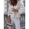 image:imagechouyatou Womens Winter Cropped Wool Blend Pea Coat Double Breasted Lapel Short Wool OvercoatWhite