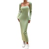image:imagechouyatou Womens Sexy Ribbed Knit Cropped Shrug Cardigan and Spaghetti Strap Maxi Tank Dress Sets 2 Piece Sweater OutfitsGreen