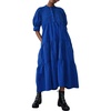 image:imagechouyatou Womens Summer Puff Sleeve Maxi Tiered Babydoll Dress Casual ALine Swing Long Shirt DressRoyal Blue
