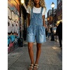 image:imagechouyatou Womens Baggy Denim Bib Overall Shorts Adjustable Strap OverallsBlue