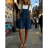 image:imagechouyatou Womens Baggy Denim Bib Overall Shorts Adjustable Strap OverallsDark Blue