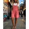 image:imagechouyatou Womens Baggy Denim Bib Overall Shorts Adjustable Strap OverallsWatermelon Red