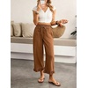 image:imagechouyatou Womens Ruffle Hem Capri Jeans Baggy Wide Leg Denim Palazzo PantsBrown