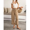 image:imagechouyatou Womens Ruffle Hem Capri Jeans Baggy Wide Leg Denim Palazzo PantsKhaki